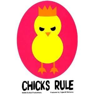   Evilkid   Chicks Rule Yellow Chickie   Sticker / Decal: Toys & Games