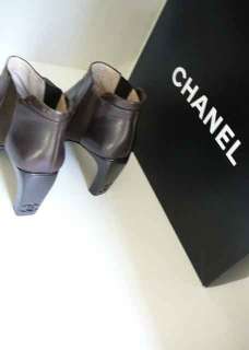 AUTHENTIC CHANEL CC LOGO BOOTS HEELS SHOES 39 BROWN  