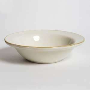   White (Ivory) China Fruit Bowl With Gold Band 36/CS: Kitchen & Dining