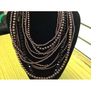  Brown pearl necklace with navy black crystal: Everything 