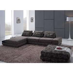  Modern Fabric Sofa and Ottoman Sectional, Brown By TOSH Furniture 