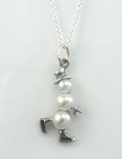 Sterling Silver Pearl Snowman Necklace 18   Choose  
