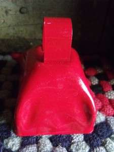 Primitive Vintage Red Tin Cow Bell Mrs. OLeary Chicago Souvenir It 