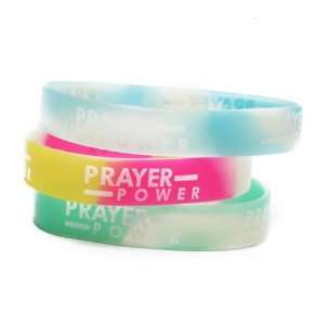  Swirl Silicone Religious Wristbands   Prayer Power (set of 