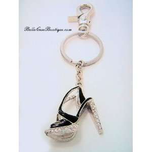  Jeweled Keychain With Clip  Black High Heel Shoe Beauty