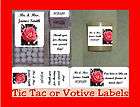 Wedding Bridal Shower Roses Favor Tic Tac Votive Labels Personalized