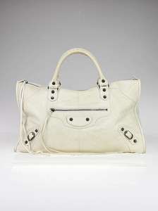 Balenciaga White Chevre Leather Work Bag  