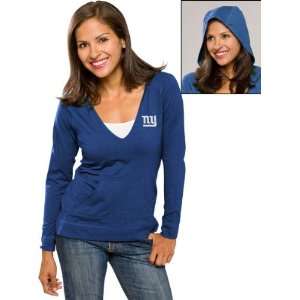  New York Giants Blue Womens Social Long Sleeve Hooded 
