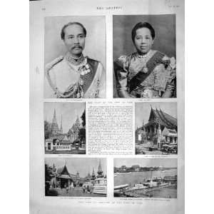  1897 King Siam Chulalongkorn Pagodas Bangkok Palace