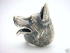 Sterling Silver German Shepherd Dog Ring Bague de Chien  