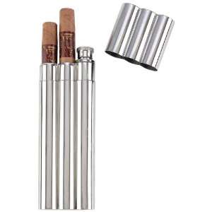   Cigar Tubes By Maxam® 2oz Stainless Steel Flask with 2 Cigar Tubes