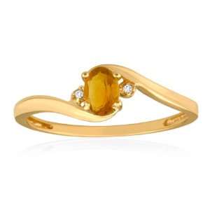    NOVEMBER Birthstone Ring 10K Yellow Gold Citrine Ring: Jewelry