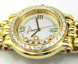 Ladies 18k Y/G Chopard Diamond Bezel Watch & Box  