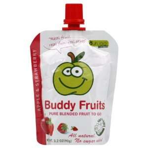 Buddy Fruits Pure Blended Apple & Strawberry 3.2 Oz Fruit to Go   12 