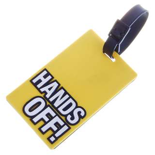 New Secure Travel Suitcase ID Luggage Tag   HANDS OFF (Yellow)  
