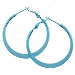 Blue Stainless Steel Painted Flat Hoop Earrings   Sold as 