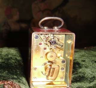 ANTIQUE Rare Miniature Swiss Guilloché Carriage Clock  