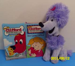 CLIFFORD THE BIG RED DOG VHS LOT OF 2 & PLUSH CLEO  