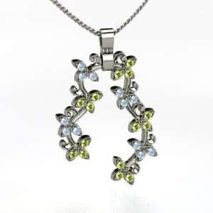  Flowering Vine Pendant, Sterling Silver Necklace with 