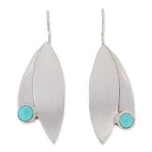  Turquoise dangle earrings, Taxco Flora Jewelry