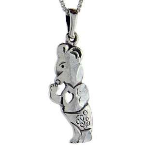  925 Sterling Silver Bear Pendant (w/ 18 Silver Chain), 1 