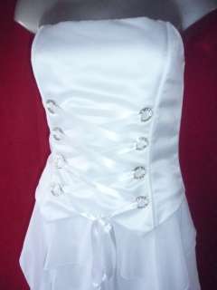 JESSICA McClintock Corset LaceUp Strapless White Tiered Wedding 