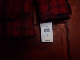 NEW $179. Mens WOOLRICH red plaid Parka Jacket Coat size L  