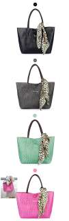 New Faux Ostrich Shoppers Bag Shopping Tote 3Set Shoulder Bag+Pouch 