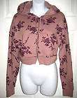 NEW Free People $88 cropped hoodie top sz XS berry pink floral print