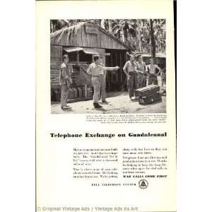 1943 Bell Telephone Telephone exchange on Guadalcanal Vintage Ad 