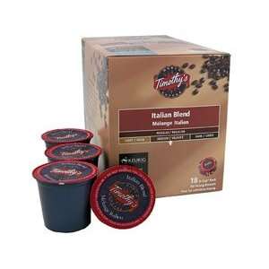 Timothys 18 pc. K Cup Coffees & Teas K Cup Coffee Cups, Italian Blend 