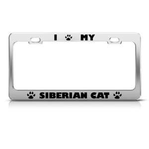 Siberian Cat Chrome Animal license plate frame Stainless Metal Tag 