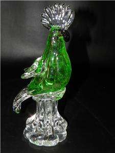 Vintage Murano Art Glass Cockatoo/Bird Green  