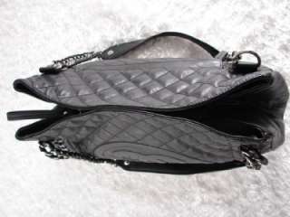 Sharif Black Genuine Quilted Leather & Chains Handbag Purse HSN  