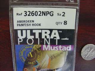 Ultra Point Mustad Sz 2 Aberdeen Panfish Hooks, Qty 8  