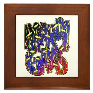  Framed Tile Mardi Gras Fat Tuesday Celebration with Beads 