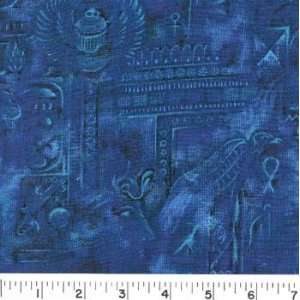  45 Wide KING TUT ROYAL BLUE Fabric By The Yard Arts 