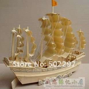 3DWoodenPuzzle chinese sailboat Ming Dynasty model ship kit  