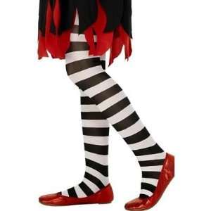   Girls Striped B/W Tights Fancy Dress Costume 6/12 Yr: Toys & Games