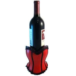 Wild Eye Red w/ Black Lace Corset Wine Bottle Holder  