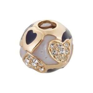 Bacio Italian Swarovski Glass Bead Cathedral Gold Purple Heart Charm 