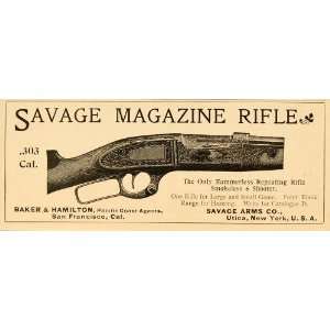  1899 Vintage Ad .303 Savage Magazine Repeating Rifle 