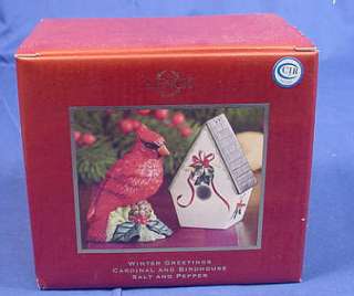 Lenox Winter Greetings Cardinal & Birdhouse S & P Set  