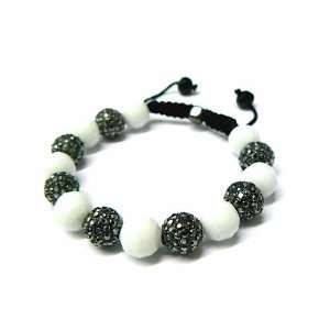  Shamballa Inspired Style 12 mm Crystal Ball And White Onyx 