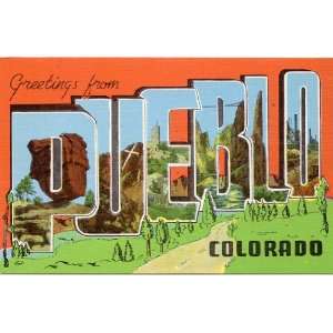   Postcard Large Letter Greetings from Pueblo Colorado 