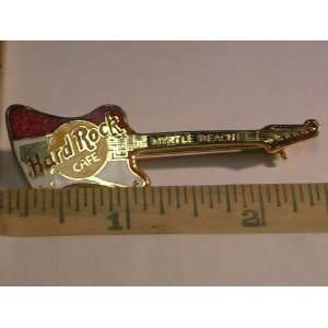 Hard Rock Cafe Guitar Pin, Red & Gold, & White Myrtle Beach Guitar HRC 
