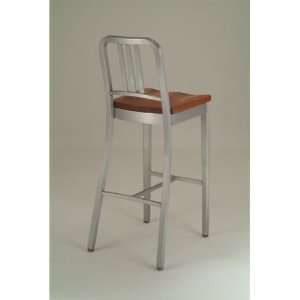  Navy Barstool with Natural Wood Seat   Emeco   1104 30 