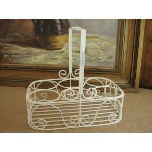  Vintage Style Shabby Cottage Chic Cream Glass Caddy