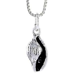 925 Sterling Silver Marine Cowry Snail Shell Pendant (w/ 18 Silver 