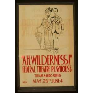  WPA Poster Ah, Wilderness Federal Theatre Playhouse 